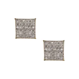 Men's Micro-Pavé Square Diamond Stud Earrings 0.29ct 10K Yellow Gold