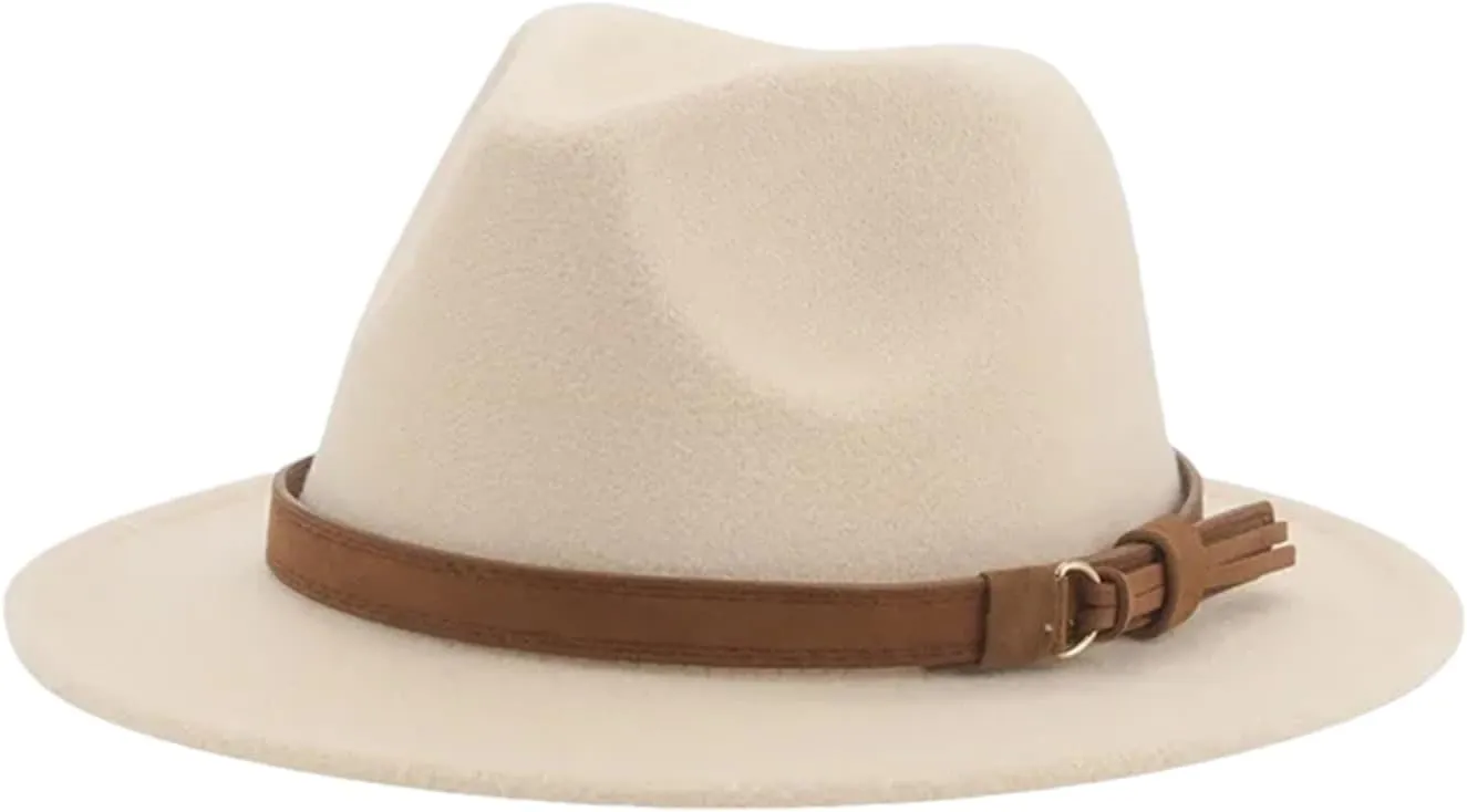 Men's Wide Brim Jazz Hats for Women Fedoras Hat Felted Caps Wedding Fedoras Cap with Belt