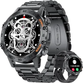 Military Smart Watch for Men(Answer/Dial Calls),100 Sports Modes, 5ATM Waterproof Fitness Watch with Heart Rate/SpO2/Blood Pressure for Android and iOS,1.39''HD DIY Screen Smartwatch Black