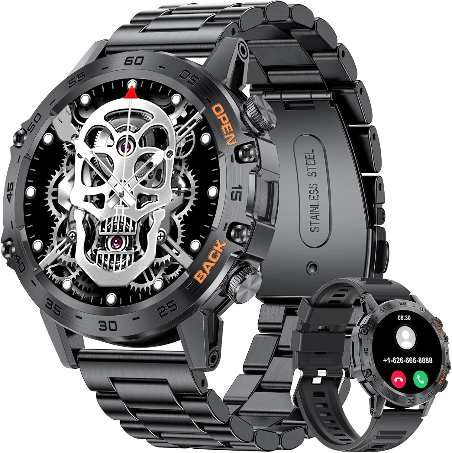 Military Smart Watch for Men(Answer/Dial Calls),100 Sports Modes, 5ATM Waterproof Fitness Watch with Heart Rate/SpO2/Blood Pressure for Android and iOS,1.39''HD DIY Screen Smartwatch Black
