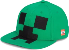 MINECRAFT Snapback Baseball Cap Hat with Creeper Face, Green, One Size