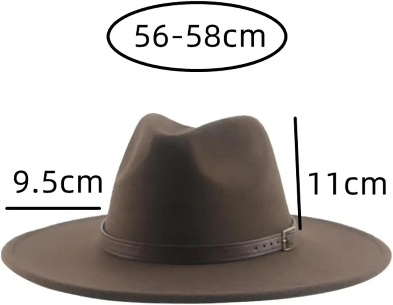 Mnjyihy Women Man Fedoras Hat Winter Felted Hat Big Brim 9.5Cm Belt Band Casual Solid Panama Cap