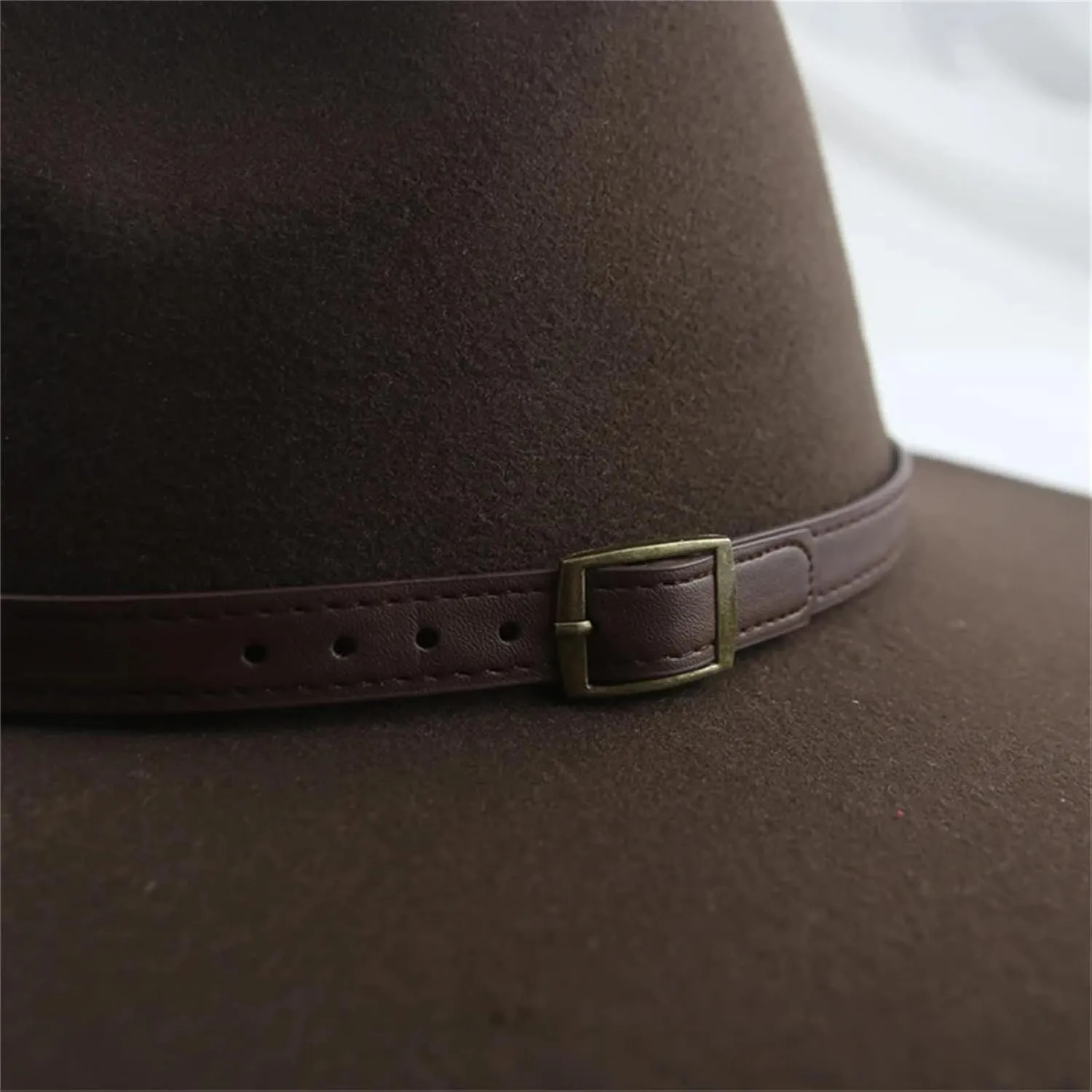 Mnjyihy Women Man Fedoras Hat Winter Felted Hat Big Brim 9.5Cm Belt Band Casual Solid Panama Cap