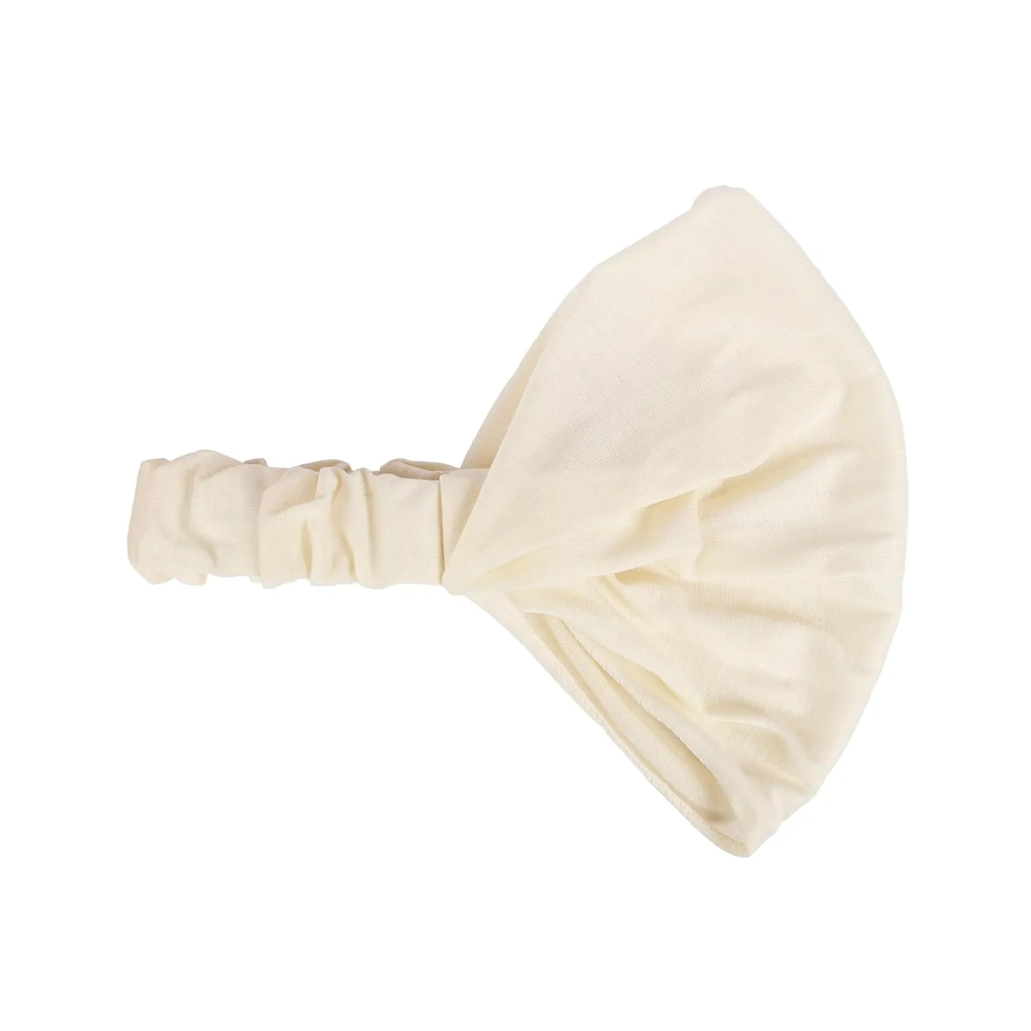 Motique Accessories Wide Cotton Head Band Solid Boho Yoga Style Soft Hairband (Cream)