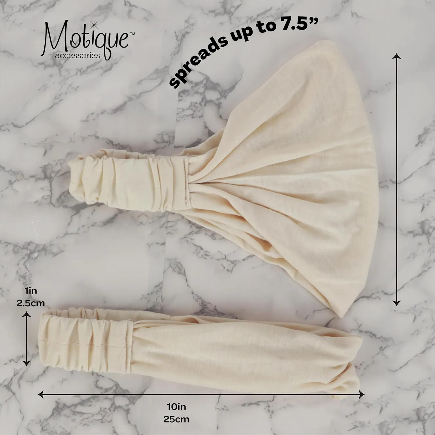 Motique Accessories Wide Cotton Head Band Solid Boho Yoga Style Soft Hairband (Cream)