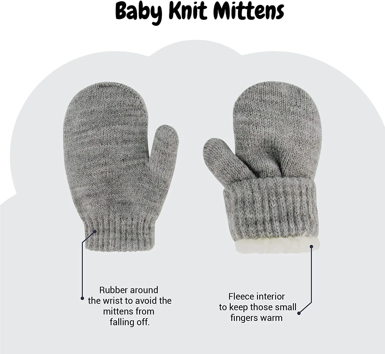 Newborn to Toddler Winter Hat and Mitten Set - Boy and Girls Fleece Lined Baby Hat - 0-6, 6-12, 12-24 Months