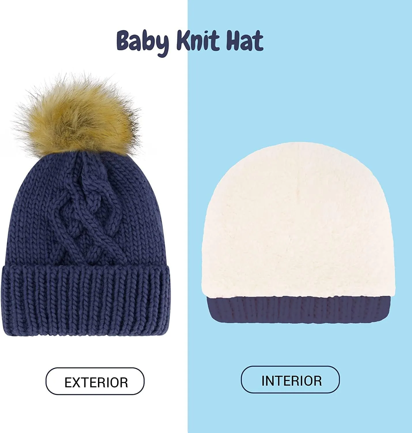 Newborn to Toddler Winter Hat and Mitten Set - Boy and Girls Fleece Lined Baby Hat - 0-6, 6-12, 12-24 Months