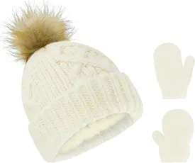 Newborn to Toddler Winter Hat and Mitten Set - Boy and Girls Fleece Lined Baby Hat - 0-6, 6-12, 12-24 Months