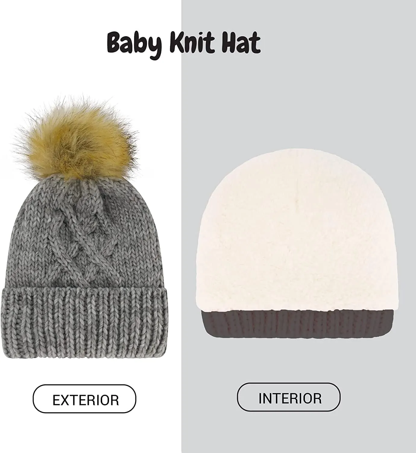 Newborn to Toddler Winter Hat and Mitten Set - Boy and Girls Fleece Lined Baby Hat - 0-6, 6-12, 12-24 Months
