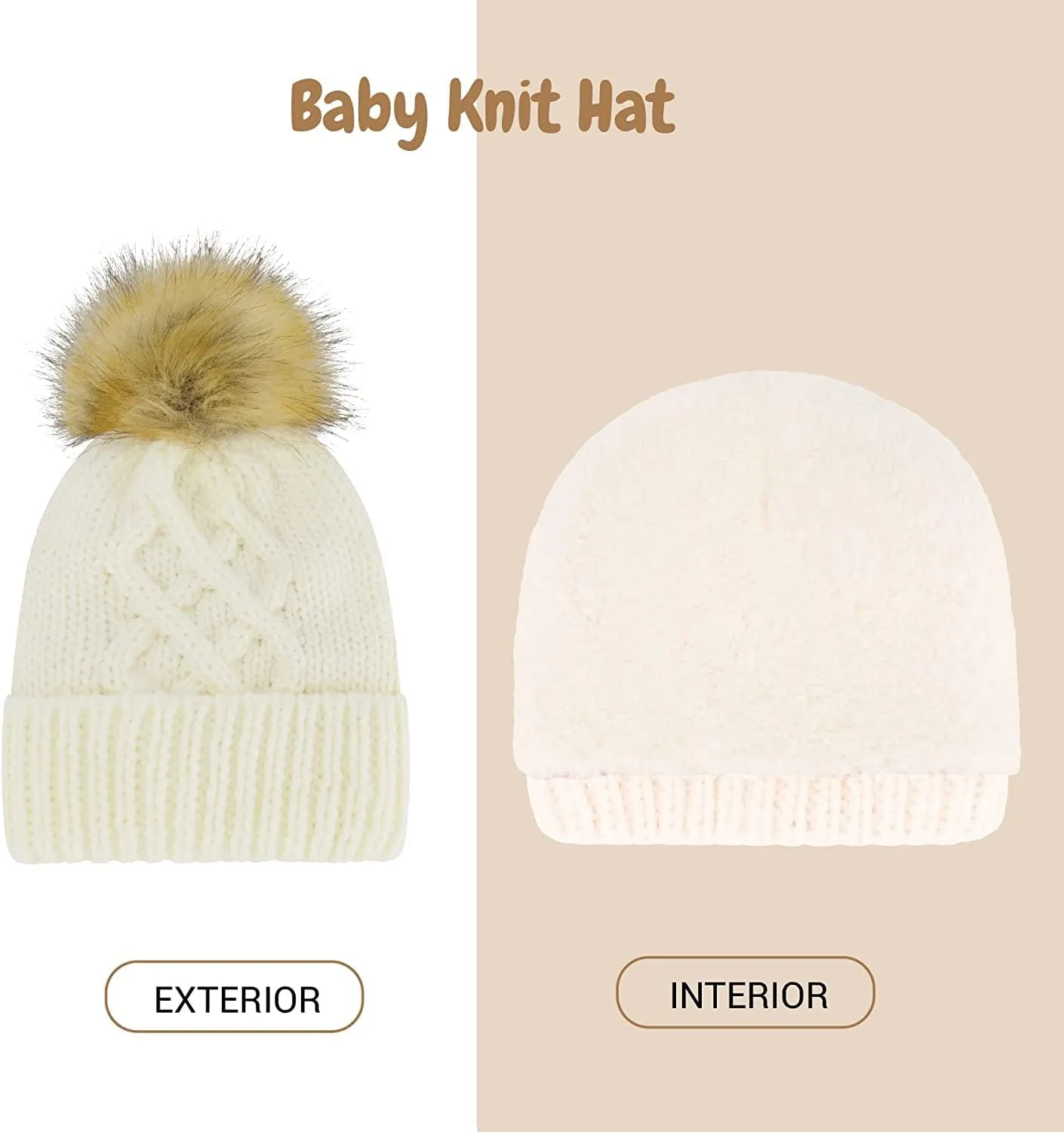Newborn to Toddler Winter Hat and Mitten Set - Boy and Girls Fleece Lined Baby Hat - 0-6, 6-12, 12-24 Months