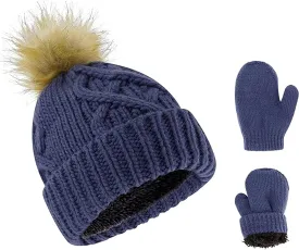 Newborn to Toddler Winter Hat and Mitten Set - Boy and Girls Fleece Lined Baby Hat - 0-6, 6-12, 12-24 Months
