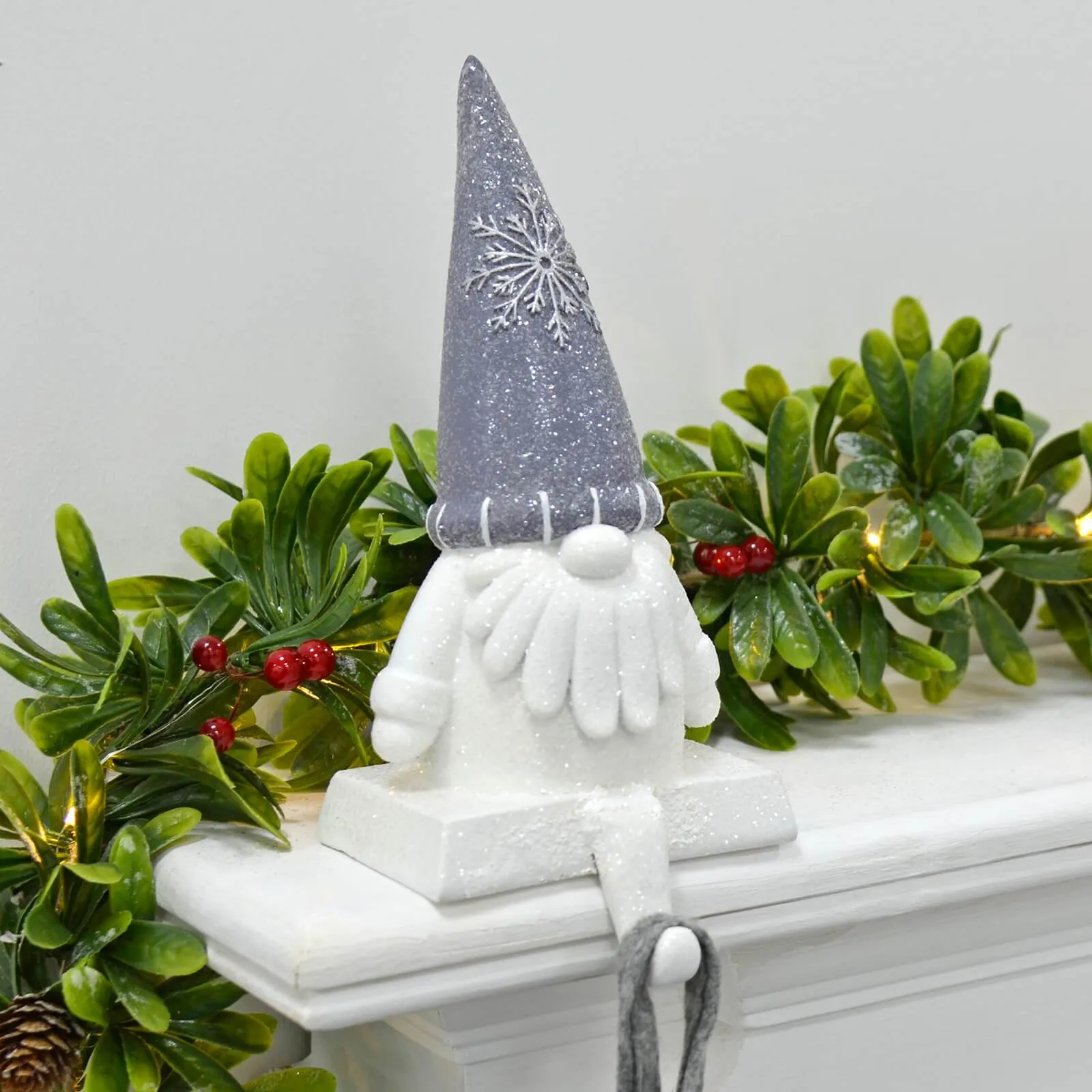 Novelty Gonk Christmas Stocking Hanger Santa Gnome Glitter