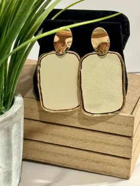 Only In L.A Ivory Faux Leather  Stud Earrings
