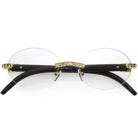 Oval Premium rhinestones Decorated Blue Light Blocking Glasses D183