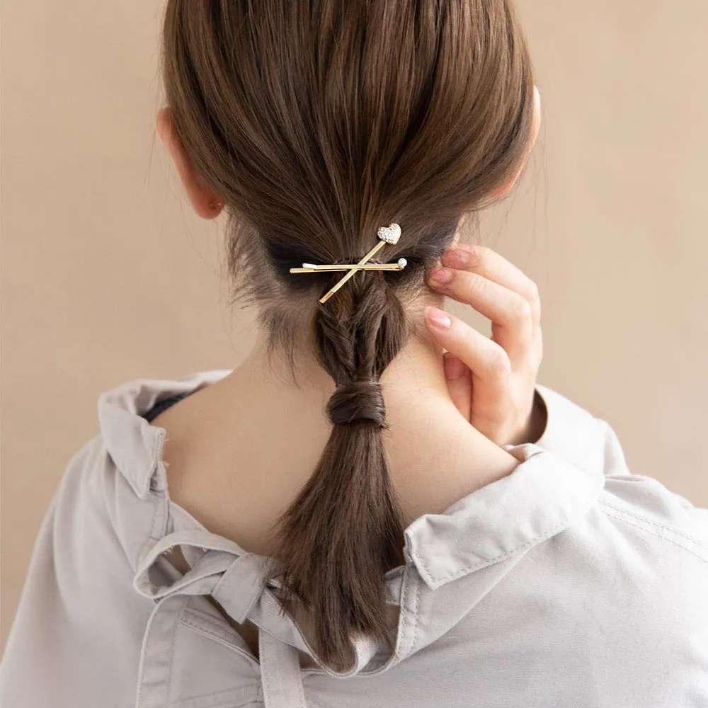 Pave Heart Hairpin Set