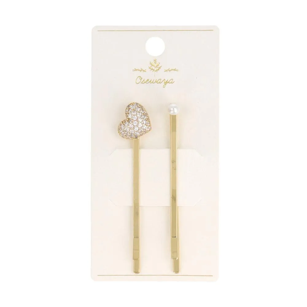 Pave Heart Hairpin Set