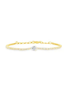 Pear Solitaire Diamond Tennis Bracelet 14K