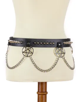 Pentagram Chain Conehead Studded Belt