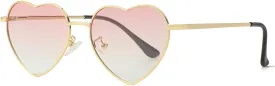 Polarized Heart Shaped Sunglasses for Women Metal Frame Cute Lovely Glasses 100% UV Protection