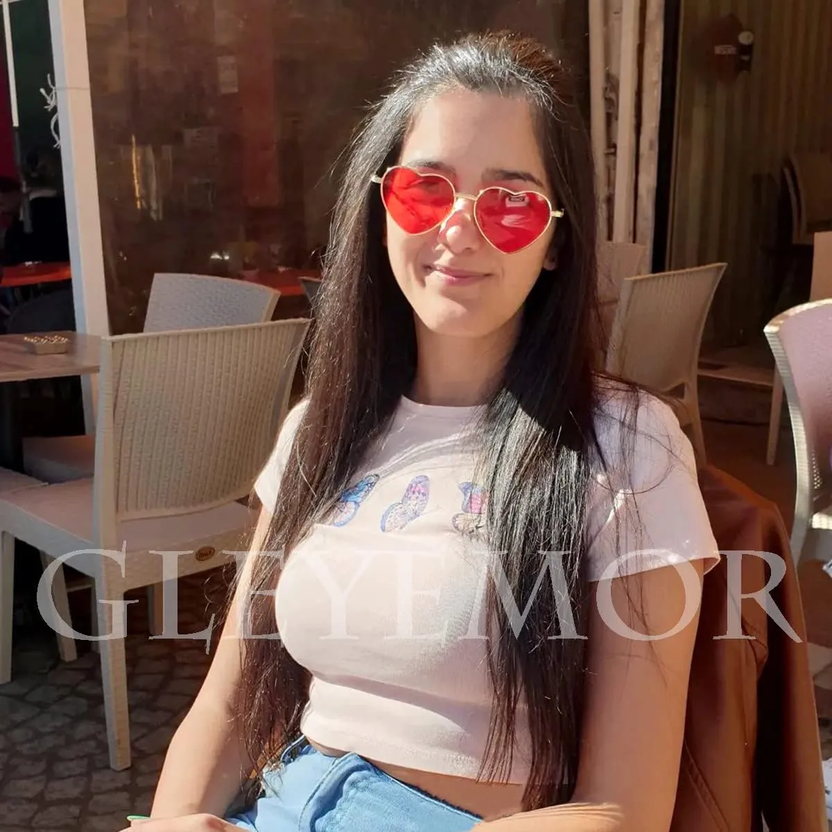 Polarized Heart Shaped Sunglasses for Women Metal Frame Cute Lovely Glasses 100% UV Protection