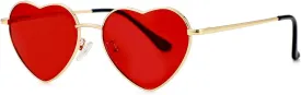 Polarized Heart Shaped Sunglasses for Women Metal Frame Cute Lovely Glasses 100% UV Protection