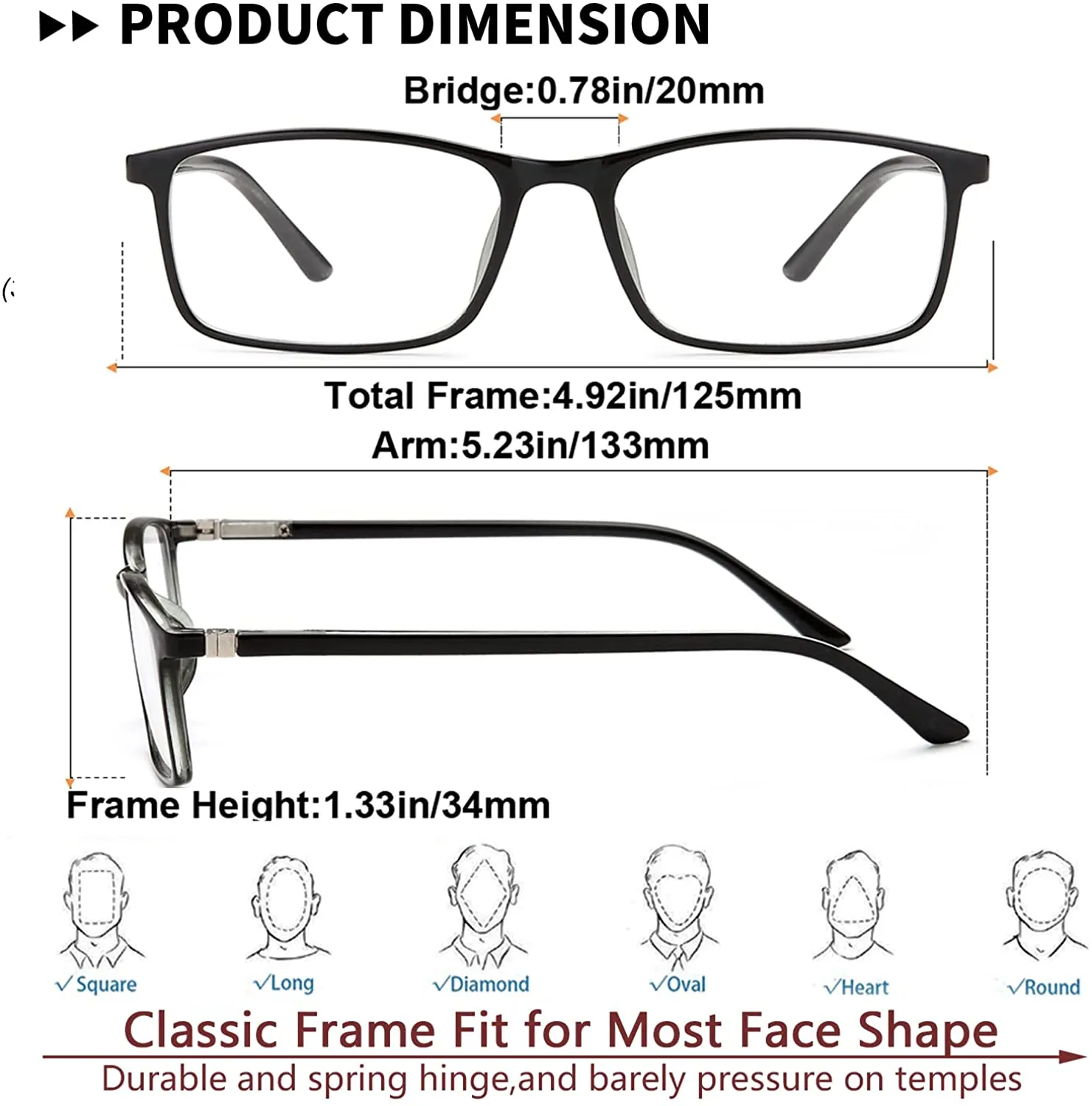 Reading Glasses Blue Light Blocking - 2 Pack Rectangle Computer Readers for Men and Women