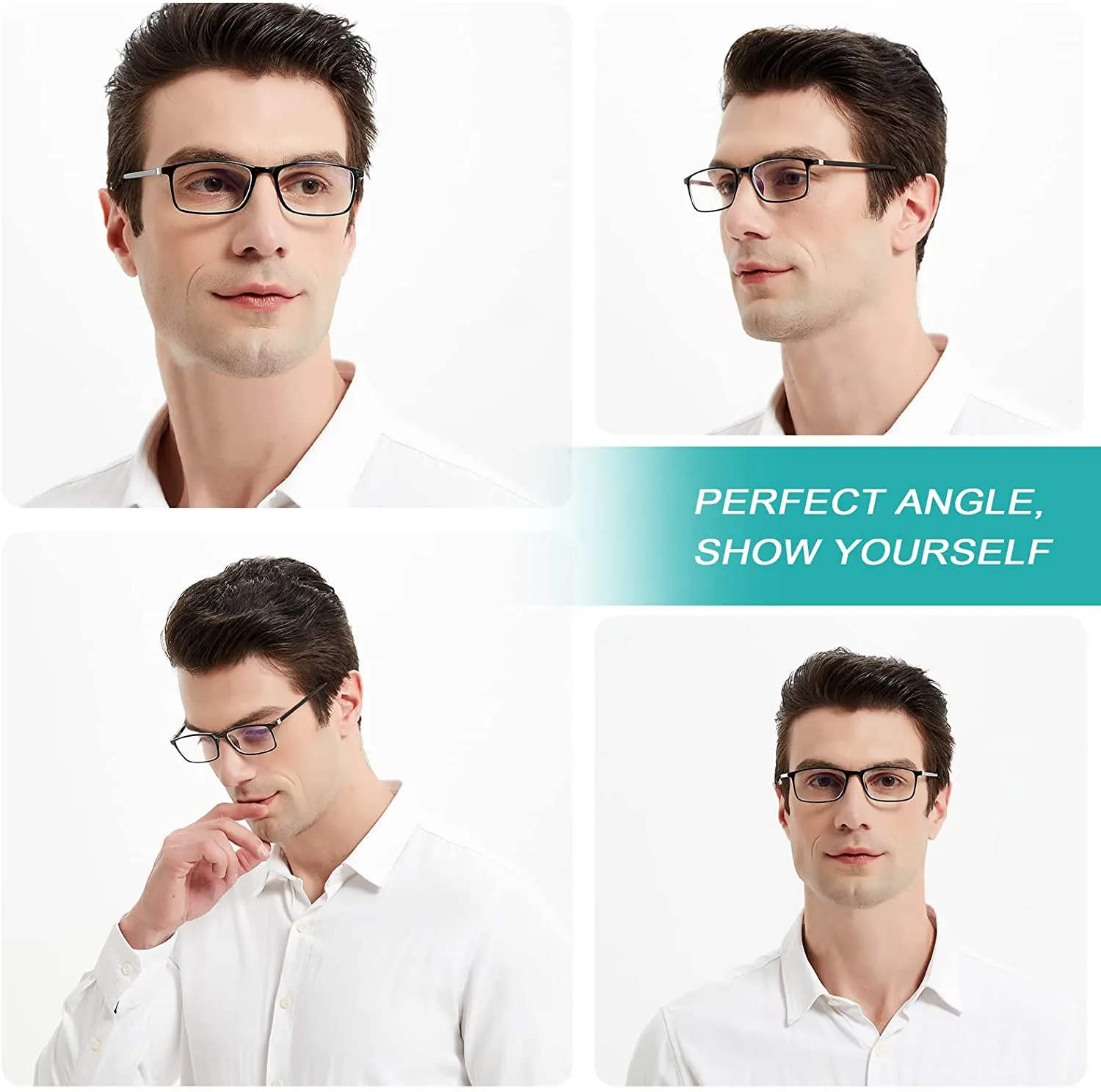 Reading Glasses Blue Light Blocking - 2 Pack Rectangle Computer Readers for Men and Women