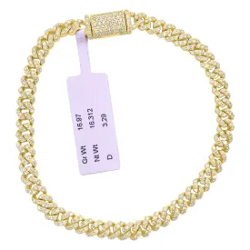 Real Diamond Cuban Bracelet 6MM 10K Yellow or White Gold