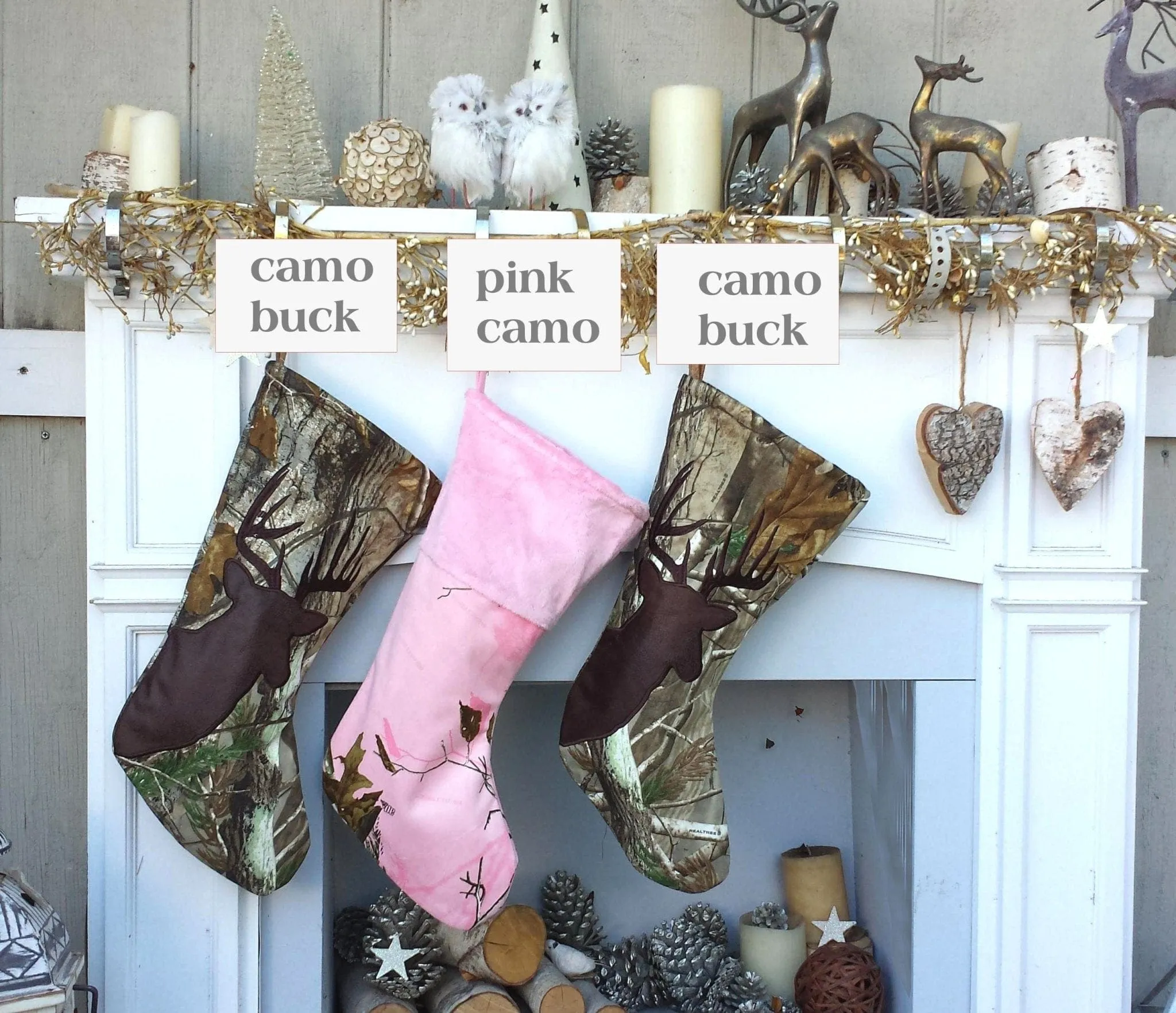Realtree Camo Christmas Stockings Pink or Brown - Personalized Embroidered