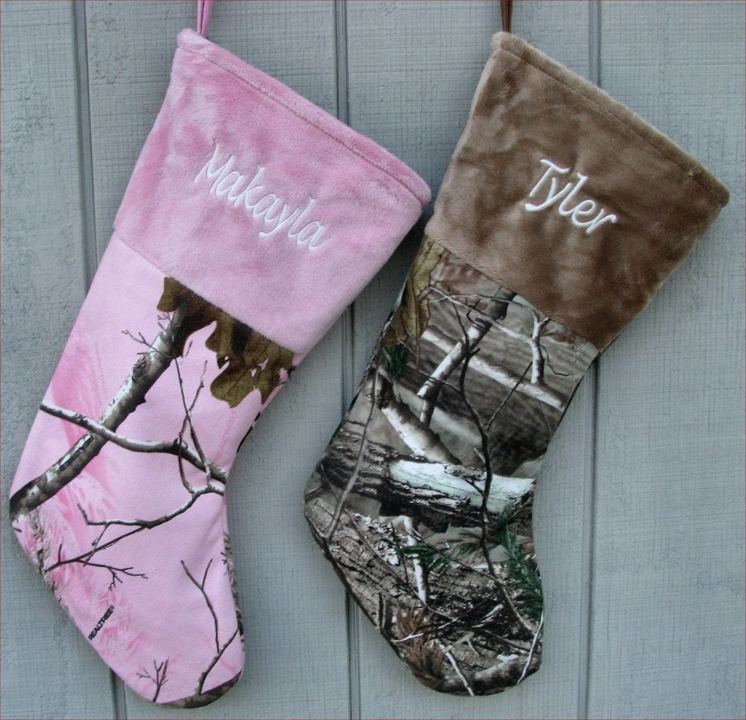 Realtree Camo Christmas Stockings Pink or Brown - Personalized Embroidered