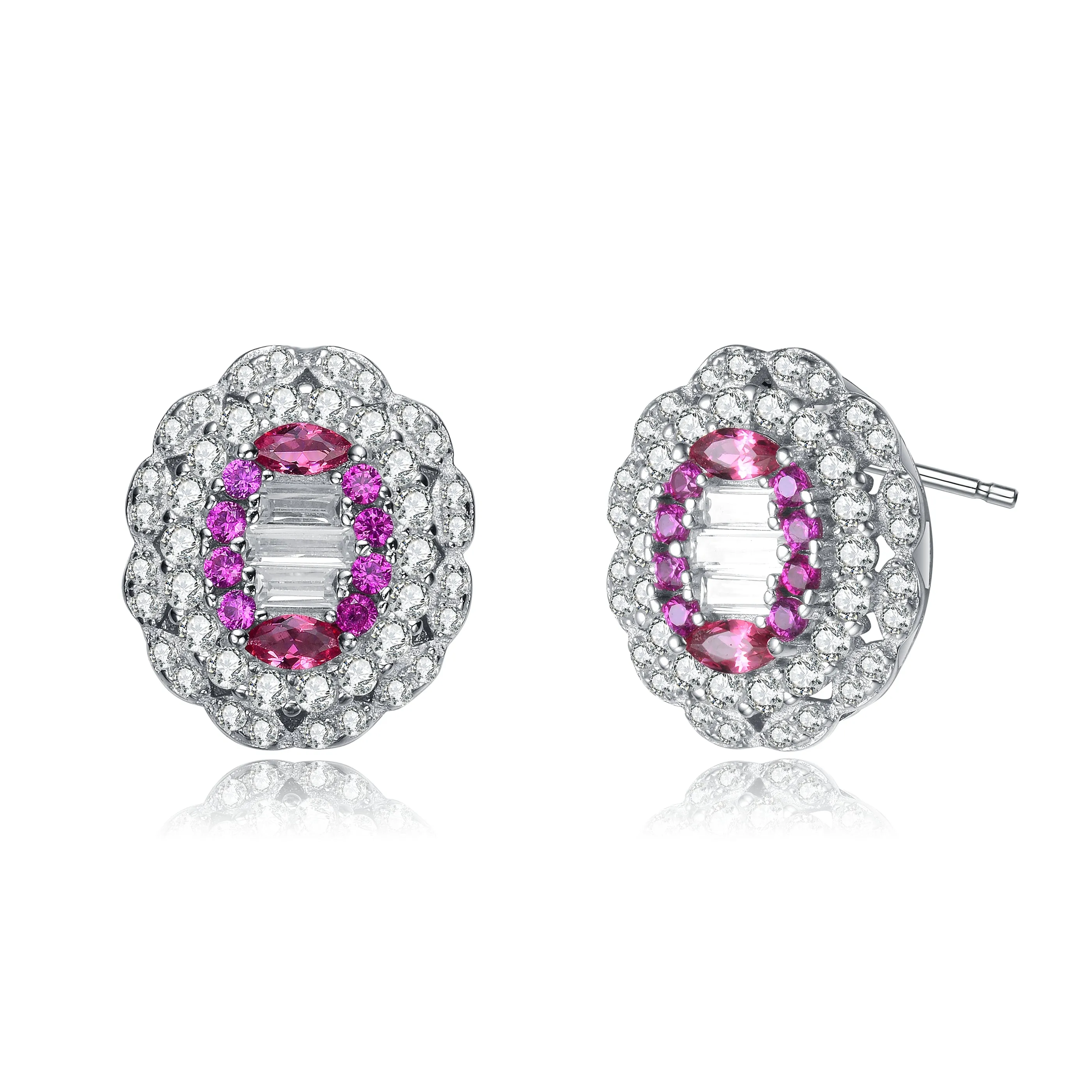 Rhodium-Plated Sterling Silver Cubic Zirconia Stud Last Pair Earrings