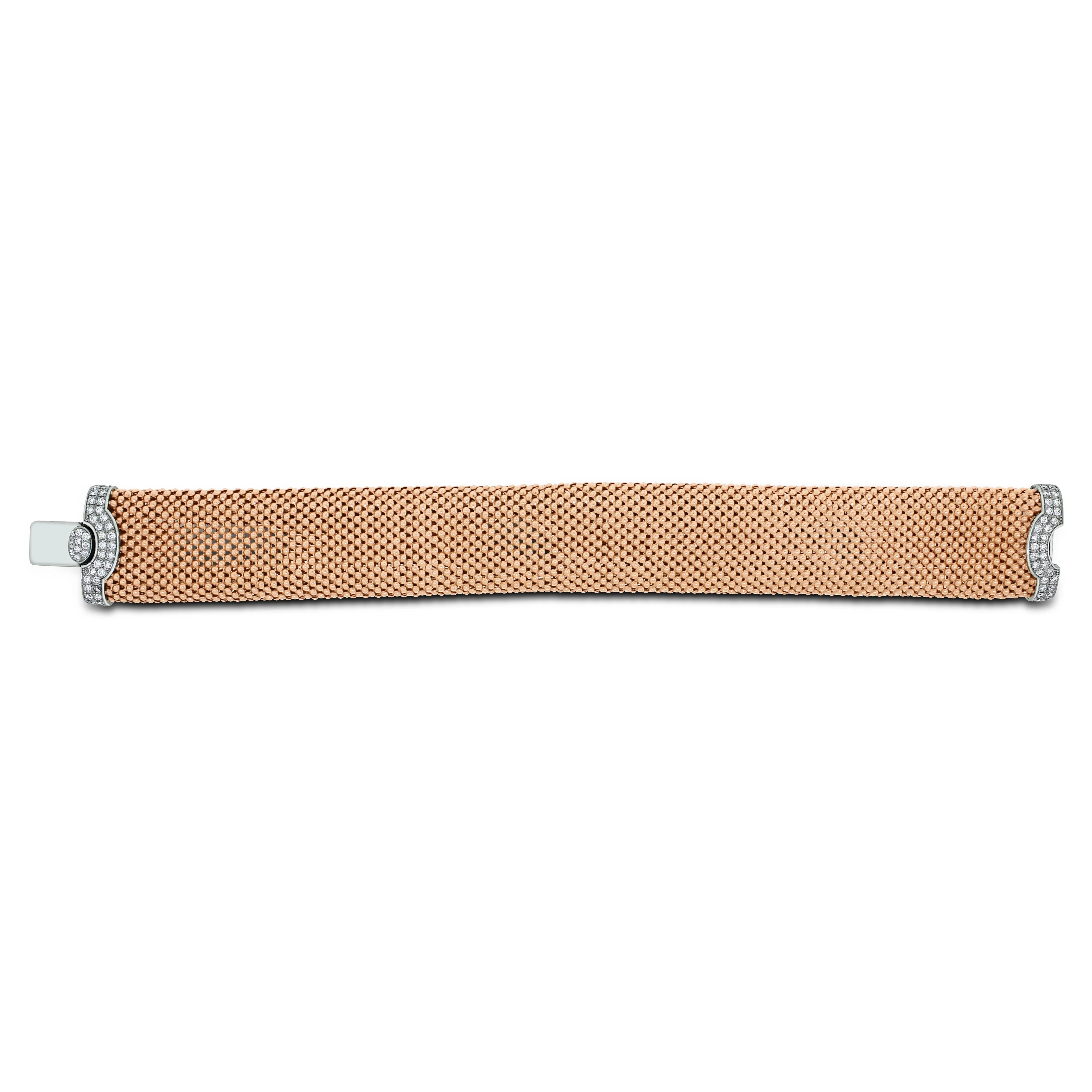 Rose Gold Diamond Lock Broad Bracelet (0.80 ct Diamonds) in Gold