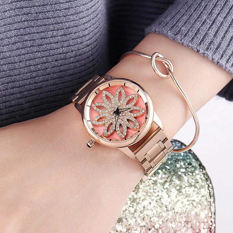 Rotatable Dial Quartz Women's Watch