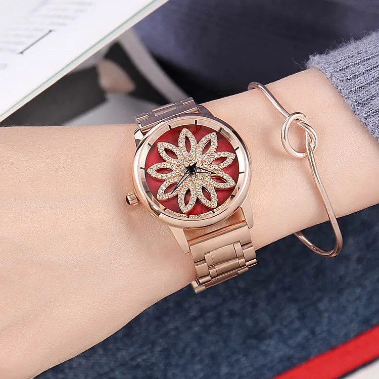 Rotatable Dial Quartz Women's Watch