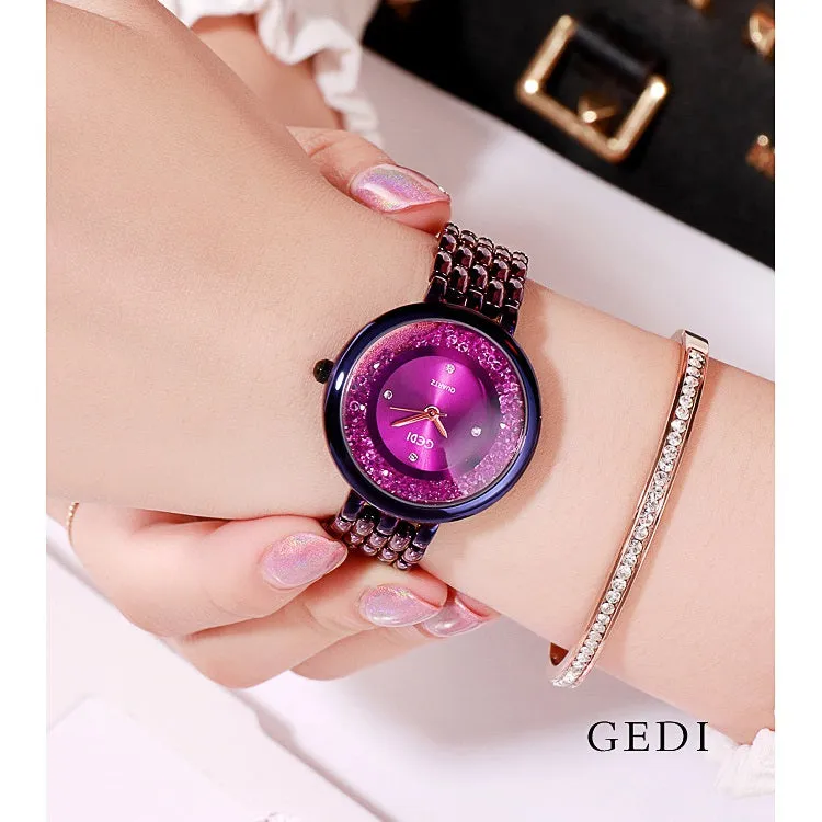 Rotatable Rhinestone Bracelet Women's Watch