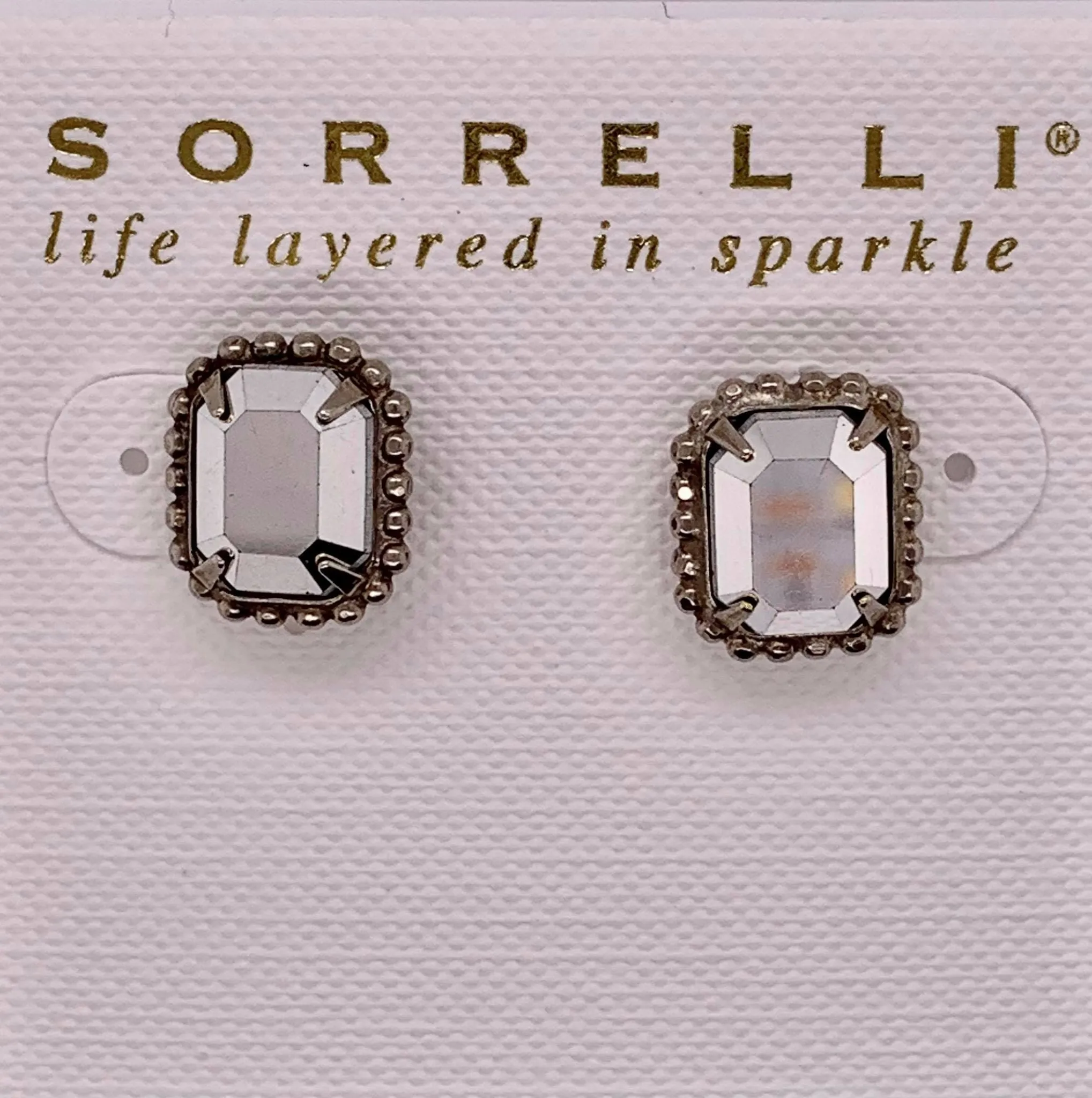 Scalloped Emerald Cut Stud Earrings