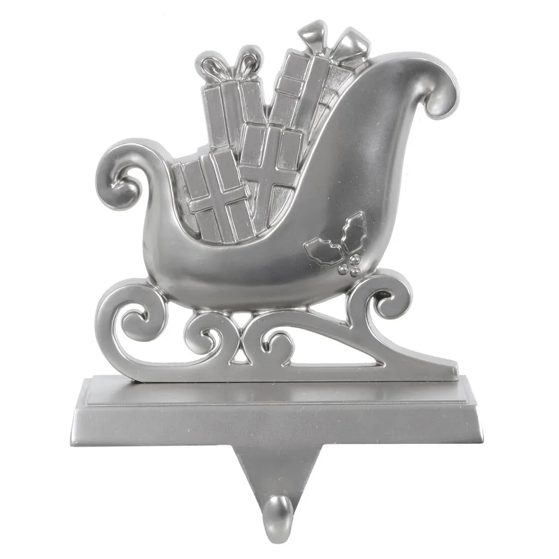 Silver Christmas Stocking Hanger Mantel Shelf Decoration