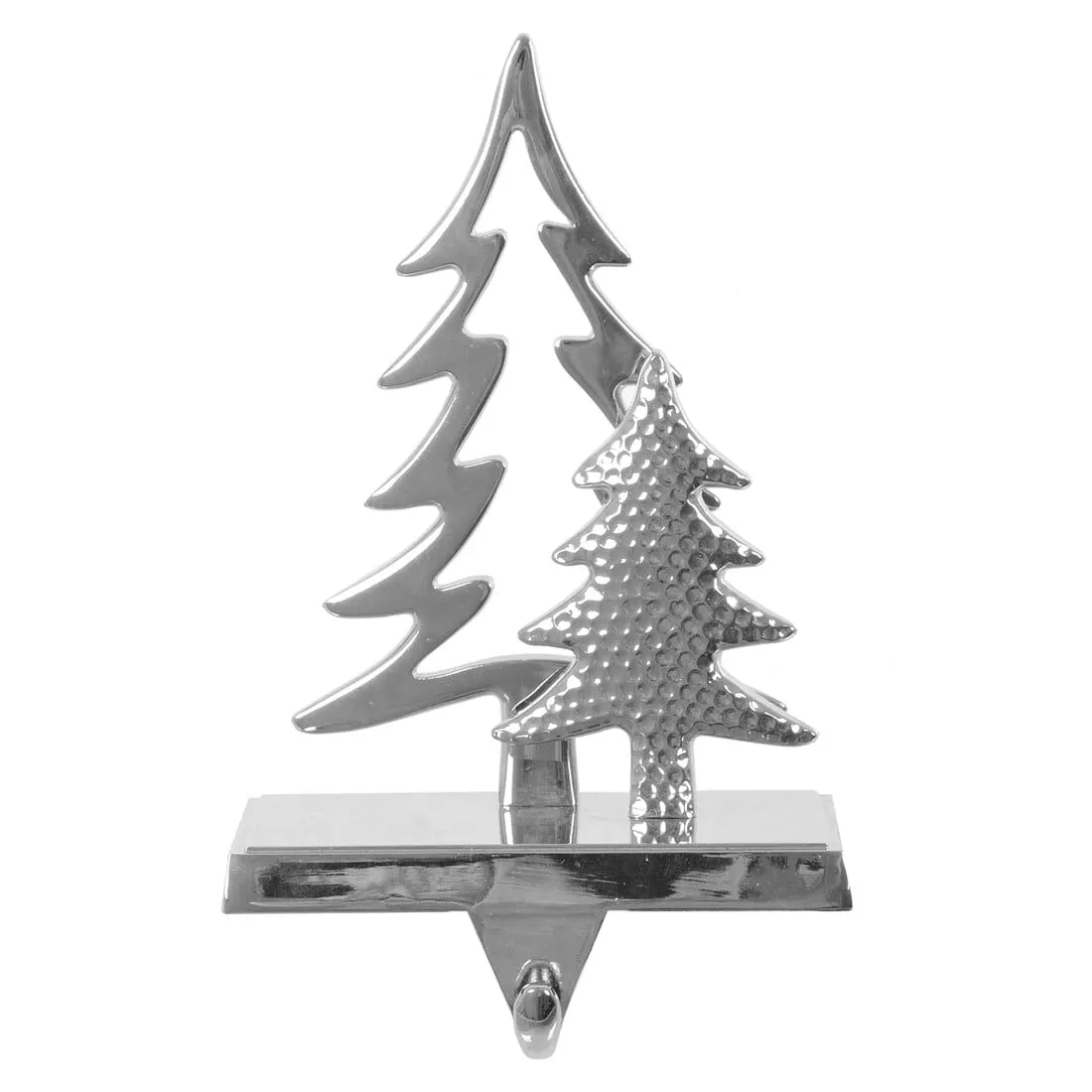 Silver Christmas Stocking Hanger Mantel Shelf Decoration