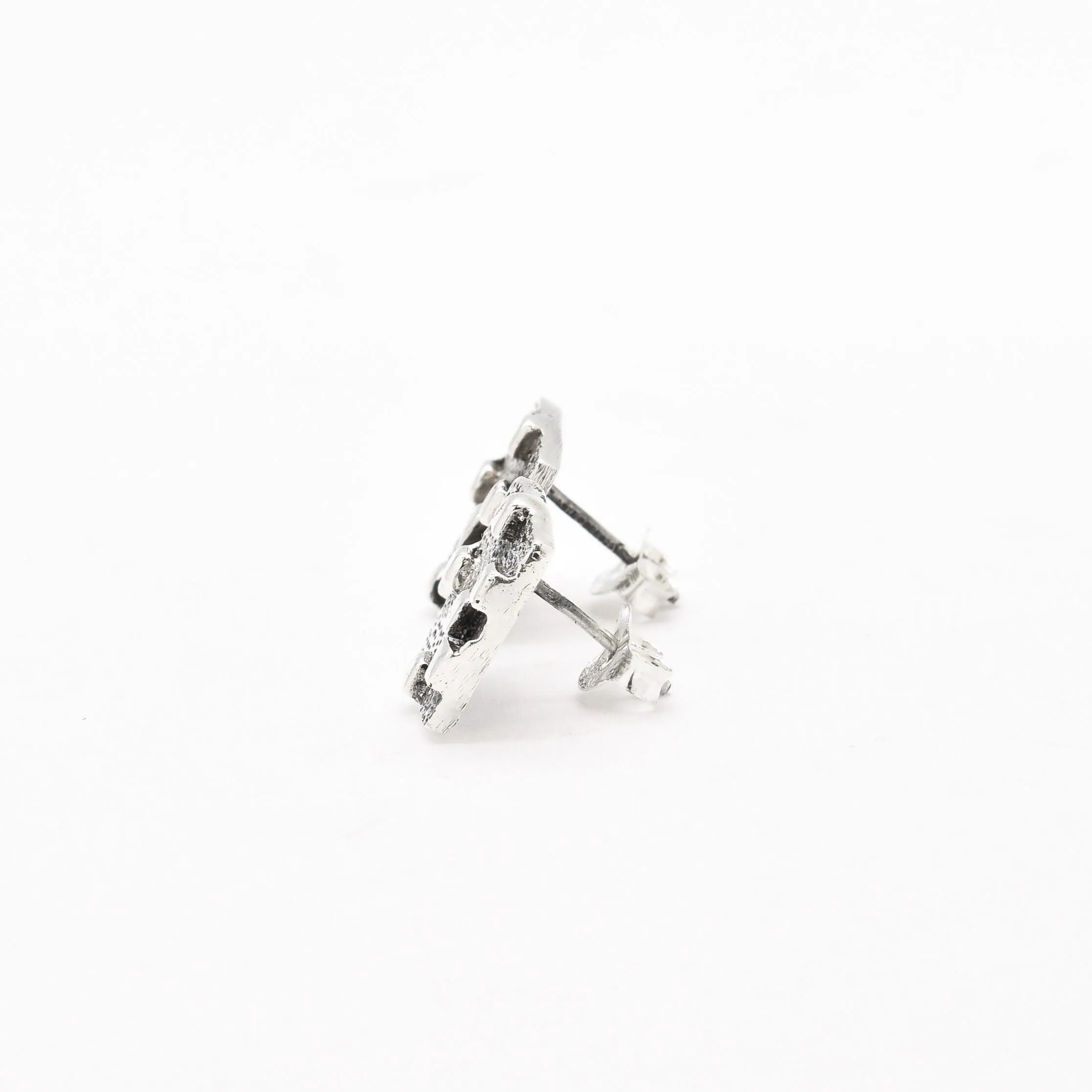 Silver Square Earrings - Bricks Cubes Earrings - Tetris Earrings