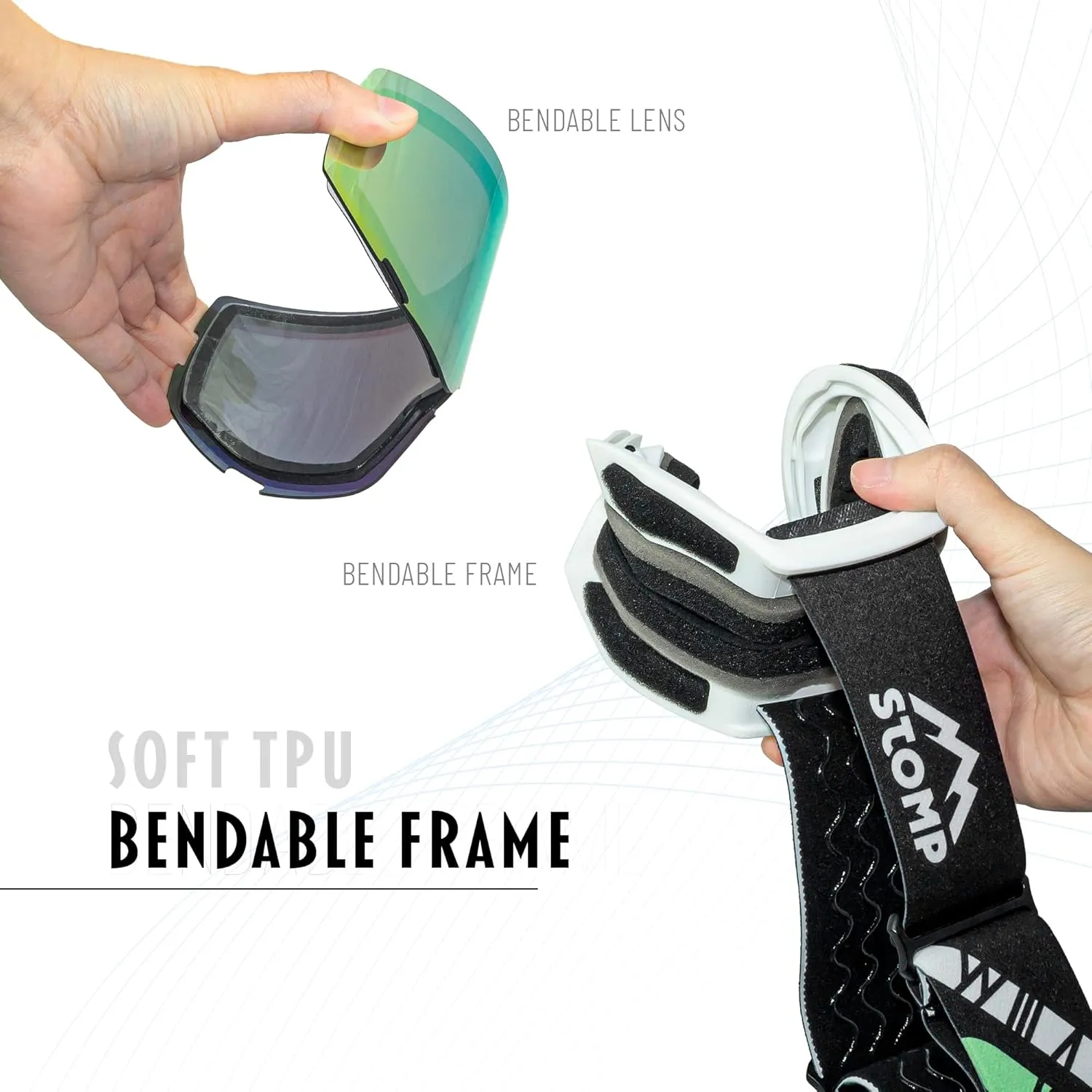 Ski/Snowboarding Goggles 100% UV400 Protection Replaceable Lens/Straps Goggle for Men, Women & Youth