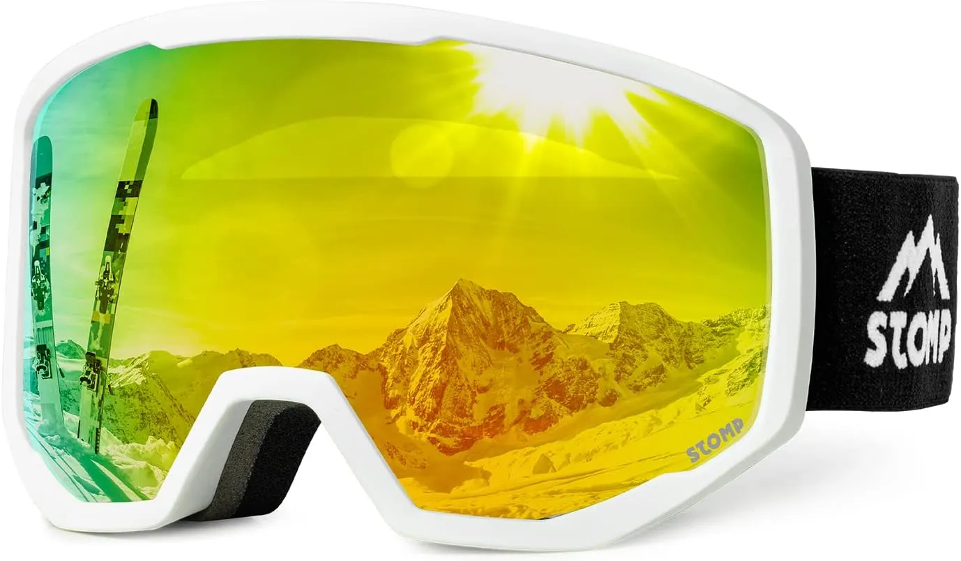 Ski/Snowboarding Goggles 100% UV400 Protection Replaceable Lens/Straps Goggle for Men, Women & Youth