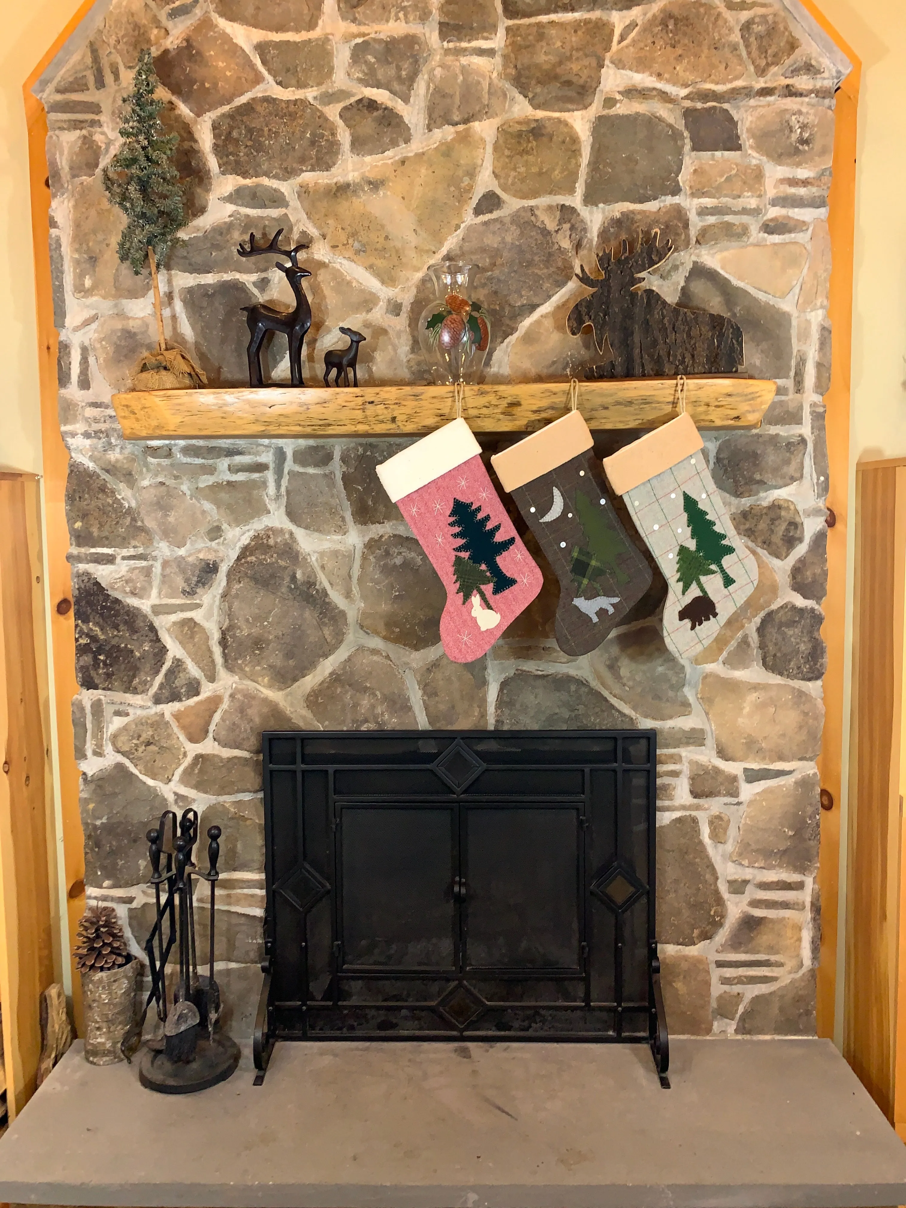 Snowman in the Pines Christmas Stocking
