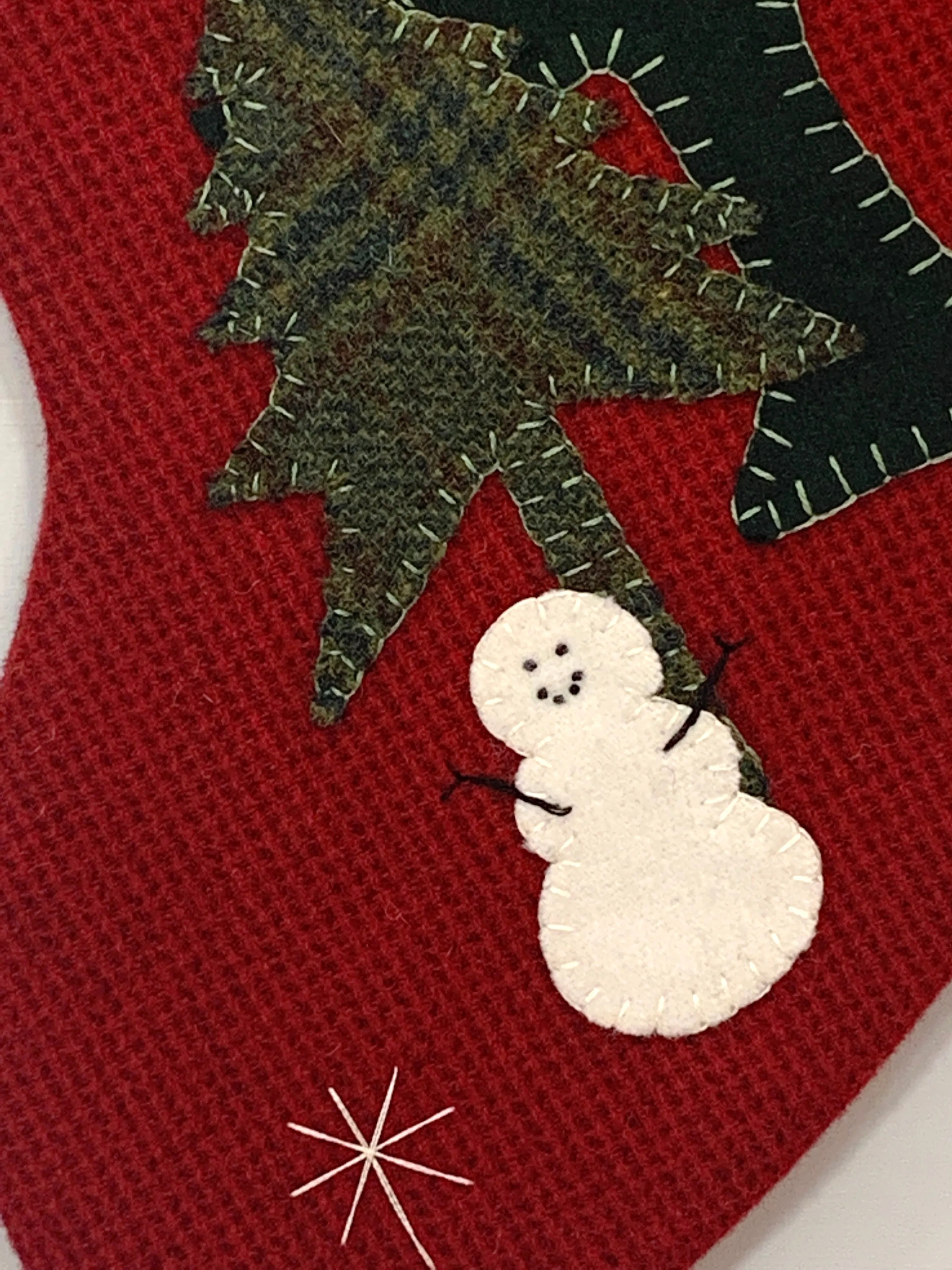 Snowman in the Pines Christmas Stocking
