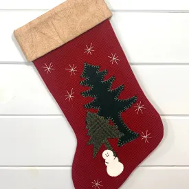Snowman in the Pines Christmas Stocking