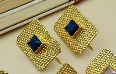Square flat Waterproof material earrings in colored stone with waterproof chain necklaces