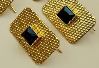 Square flat Waterproof material earrings in colored stone with waterproof chain necklaces