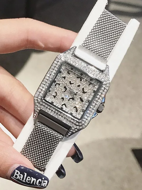 Stainless Steel Iron Strap Square Women's Watch
