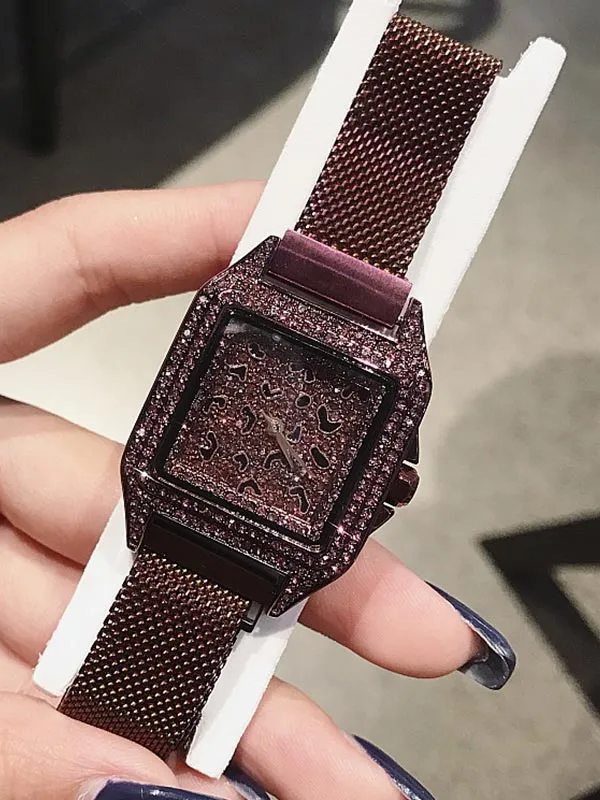 Stainless Steel Iron Strap Square Women's Watch