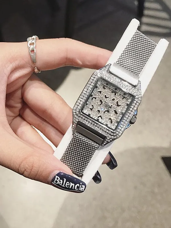 Stainless Steel Iron Strap Square Women's Watch