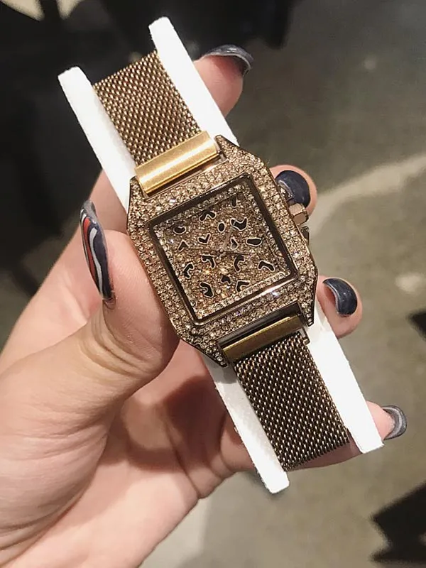 Stainless Steel Iron Strap Square Women's Watch